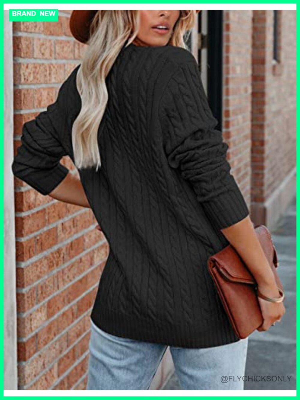 Oversized Cable Knit Cardigan with Buttons for Women - Picture 2 of 6